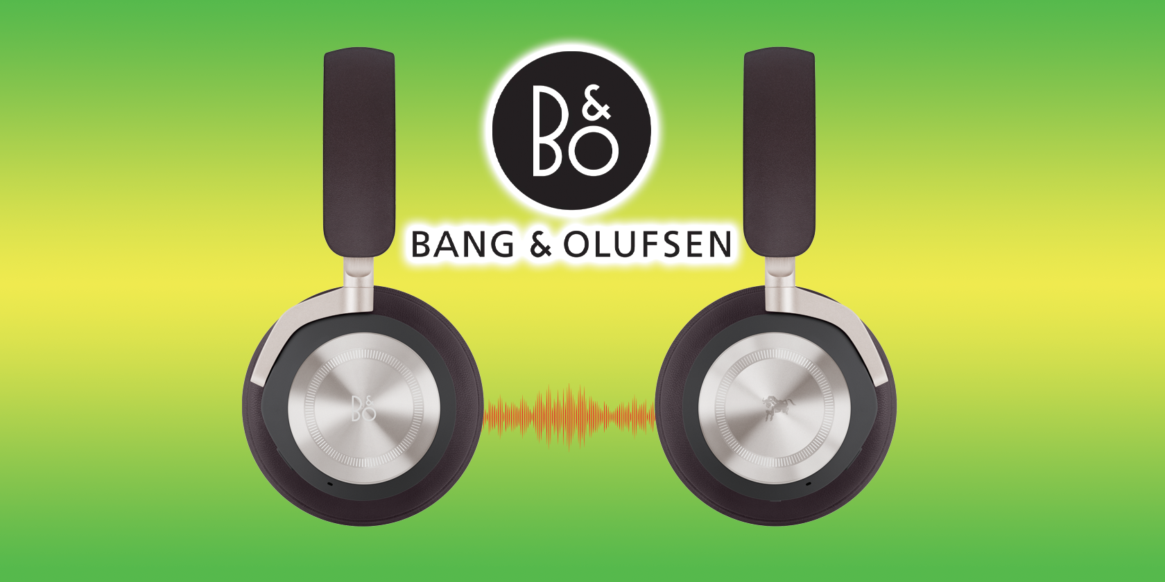 bang olufsen beoplay HX black headphones and B&O logo