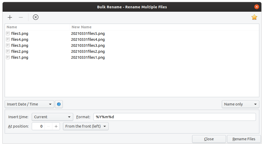 batch rename Linux files using Thunar