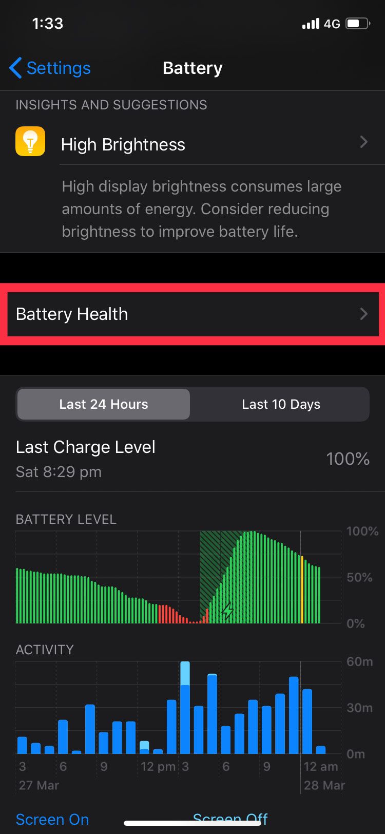 Battery health settings