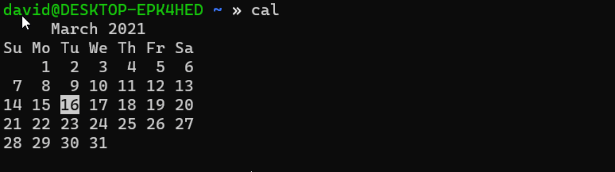 cal command on linux