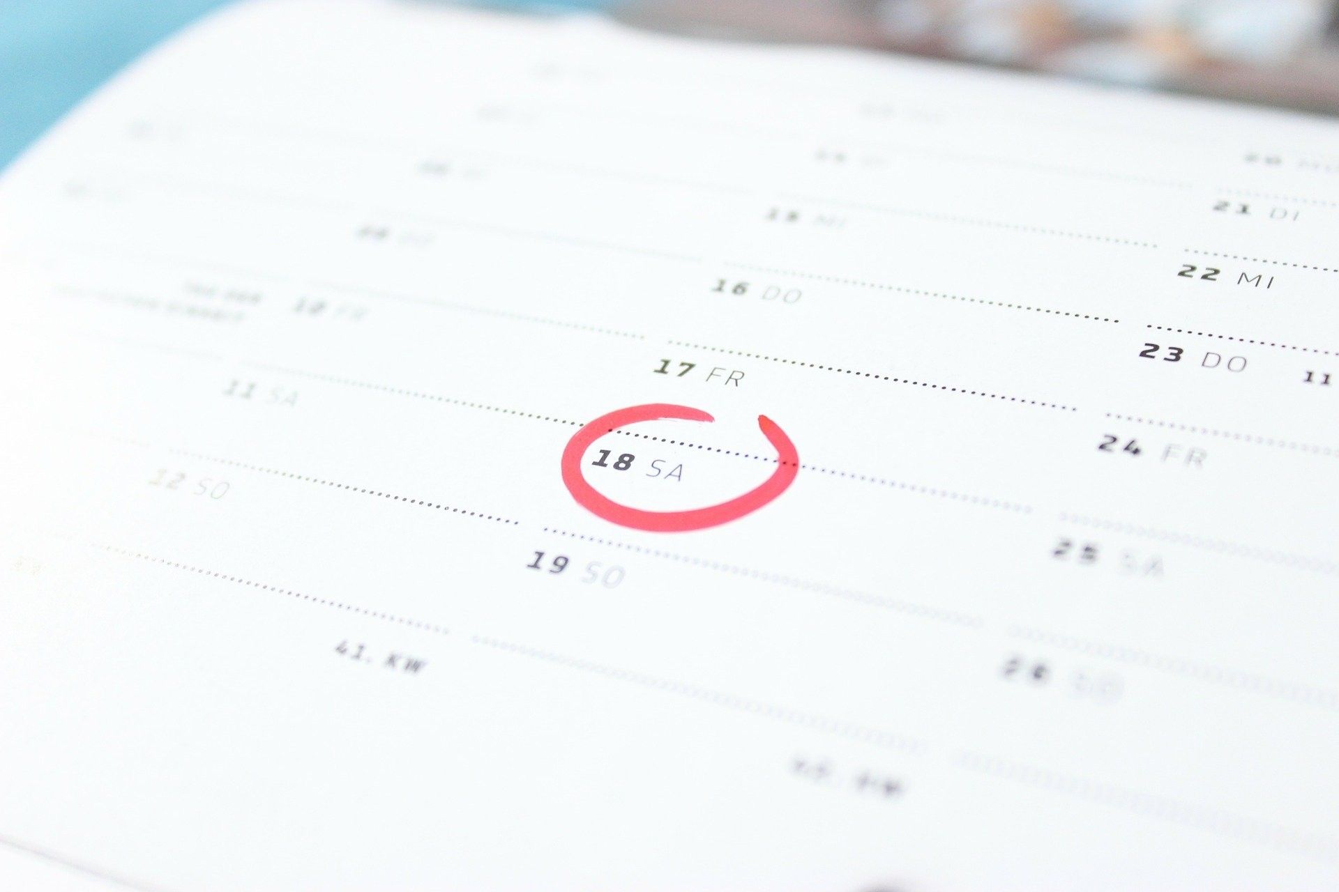 calendar with circled date