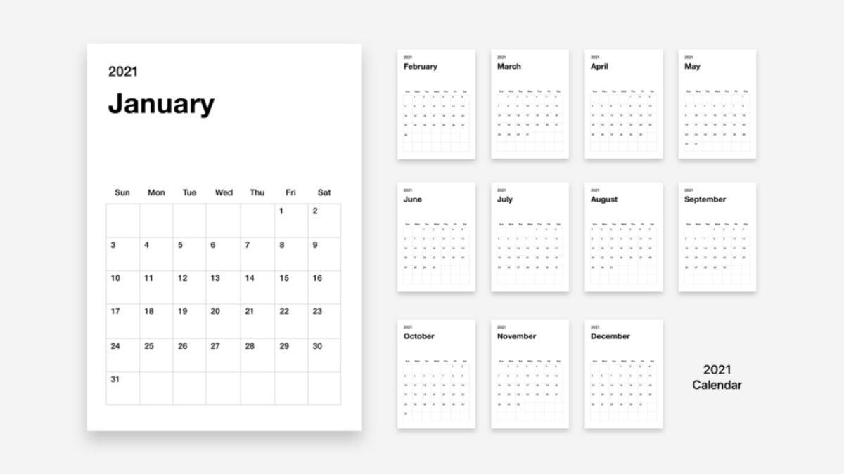 The 2021 Simple Printable Calendar is a free minimalist calendar to print for the year