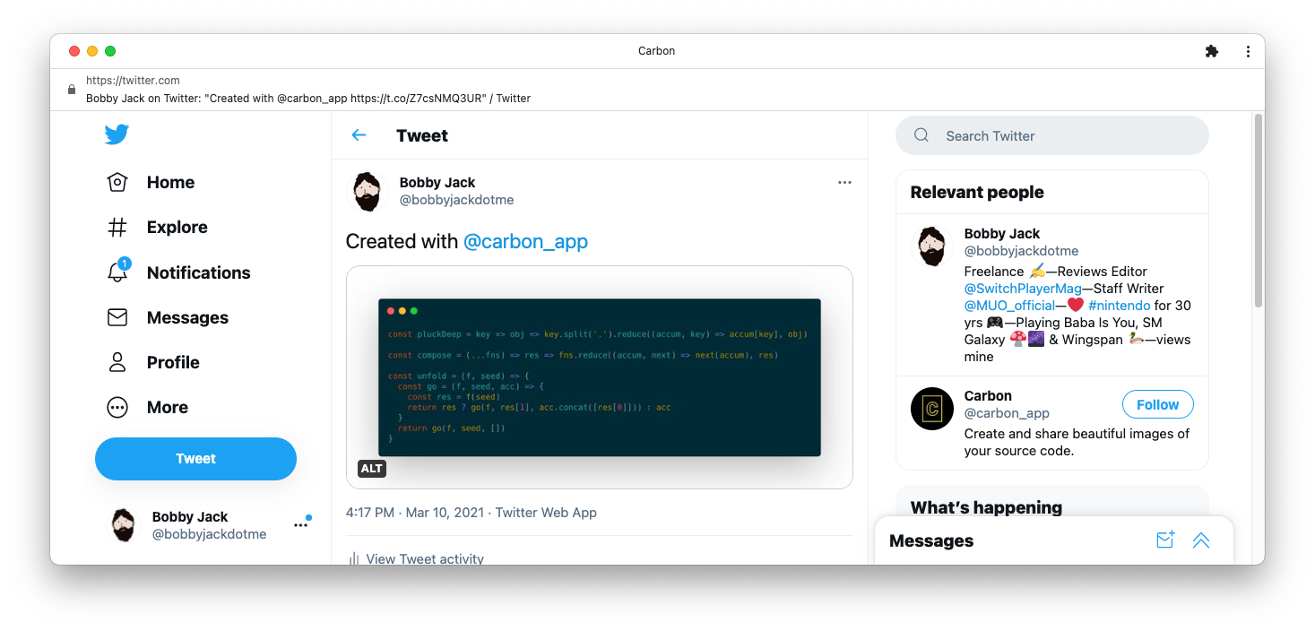 Easily Create Beautiful Source Code Images With Carbon