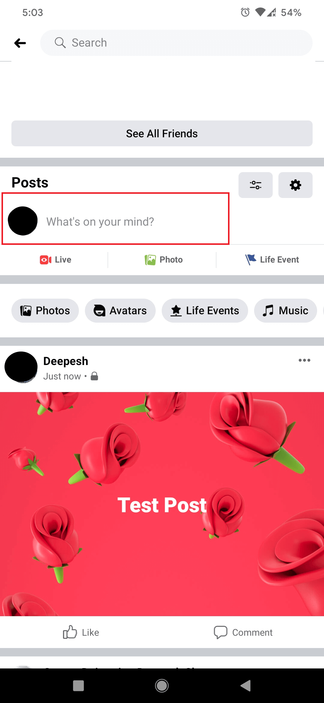make a new facebook post