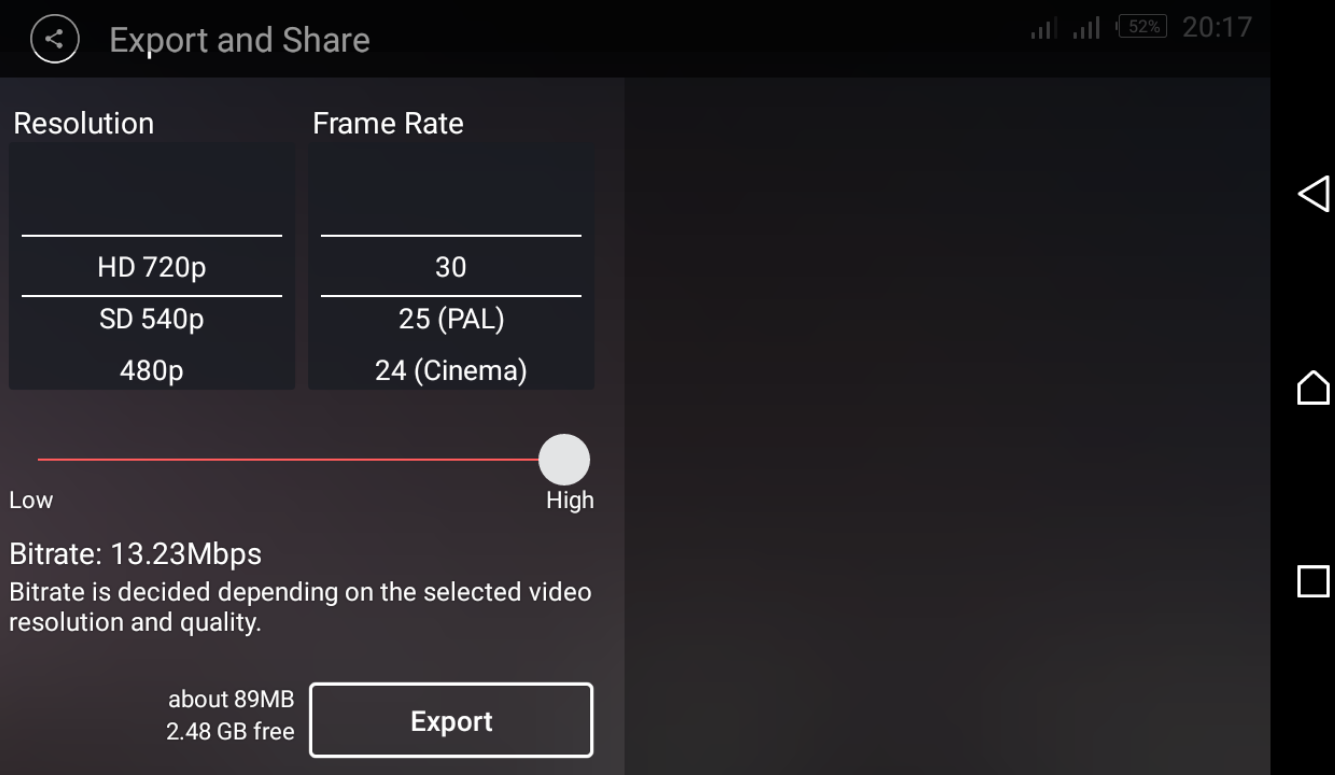 Export and share videos KineMaster