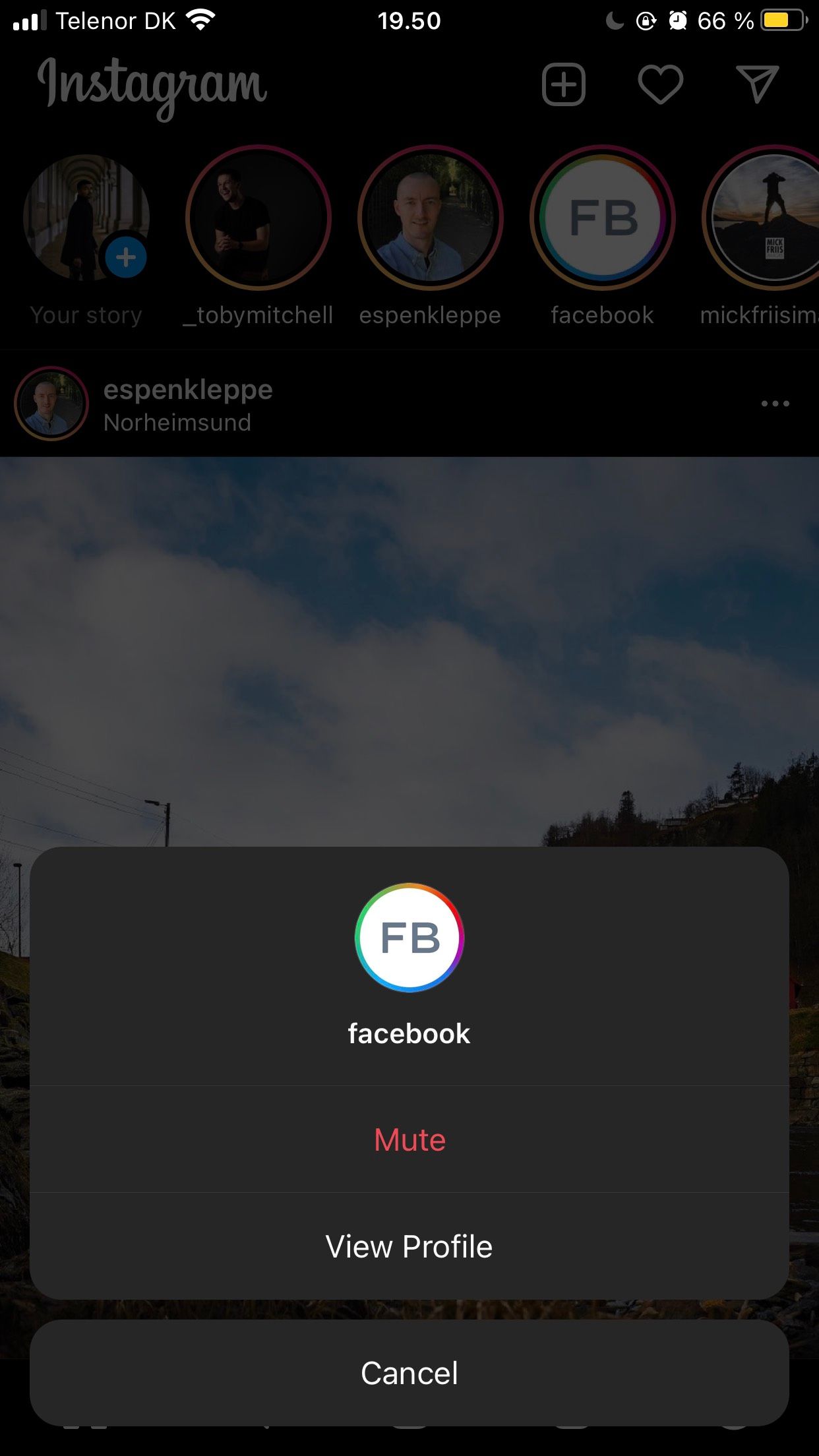 mute option for ig account