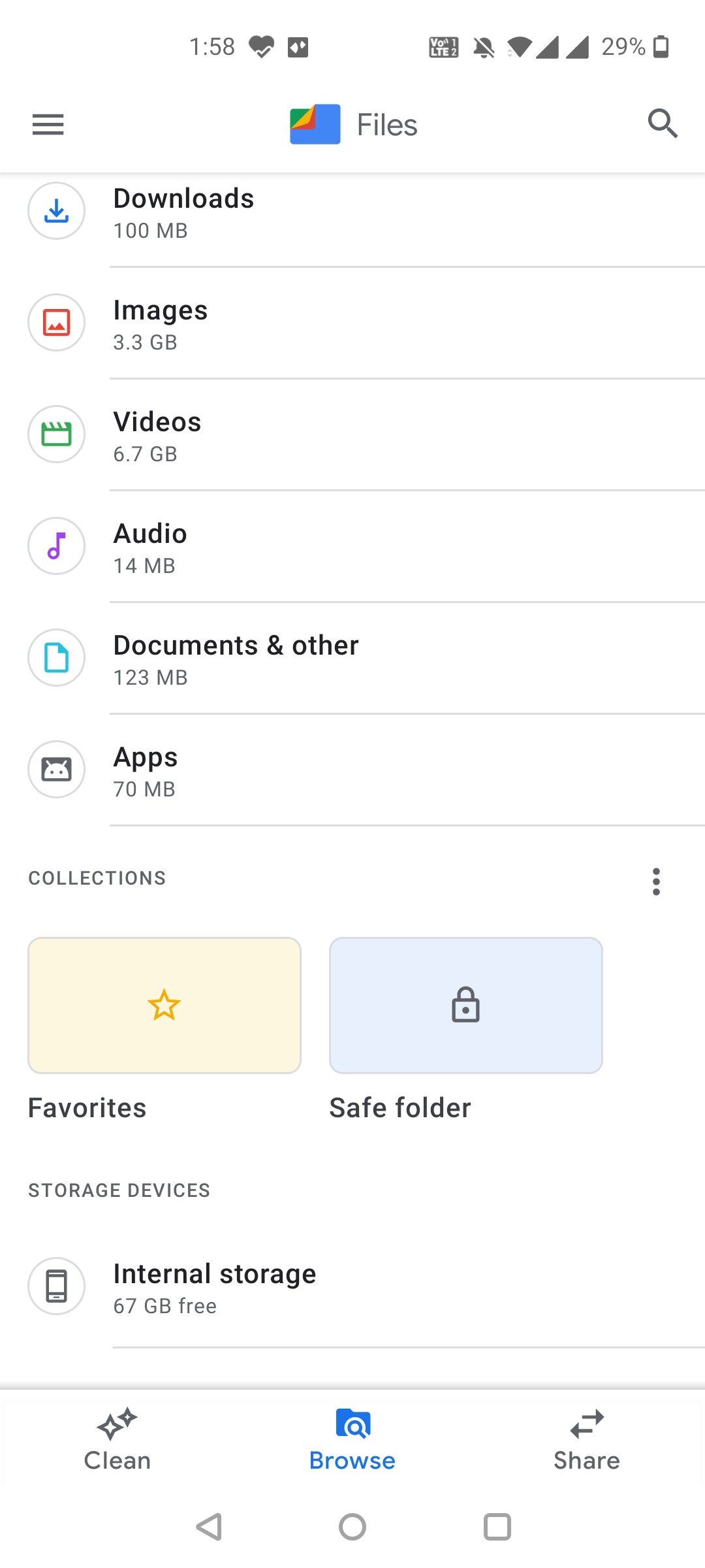 Favorites folder in Files by Google
