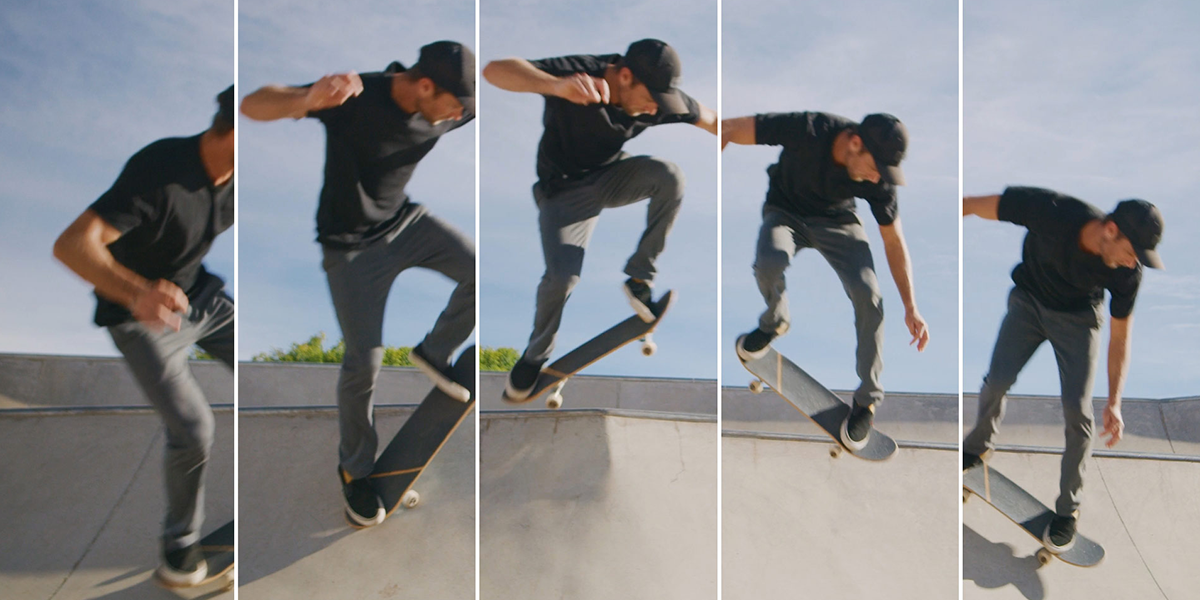 Frames of a skateboarding Facebook video