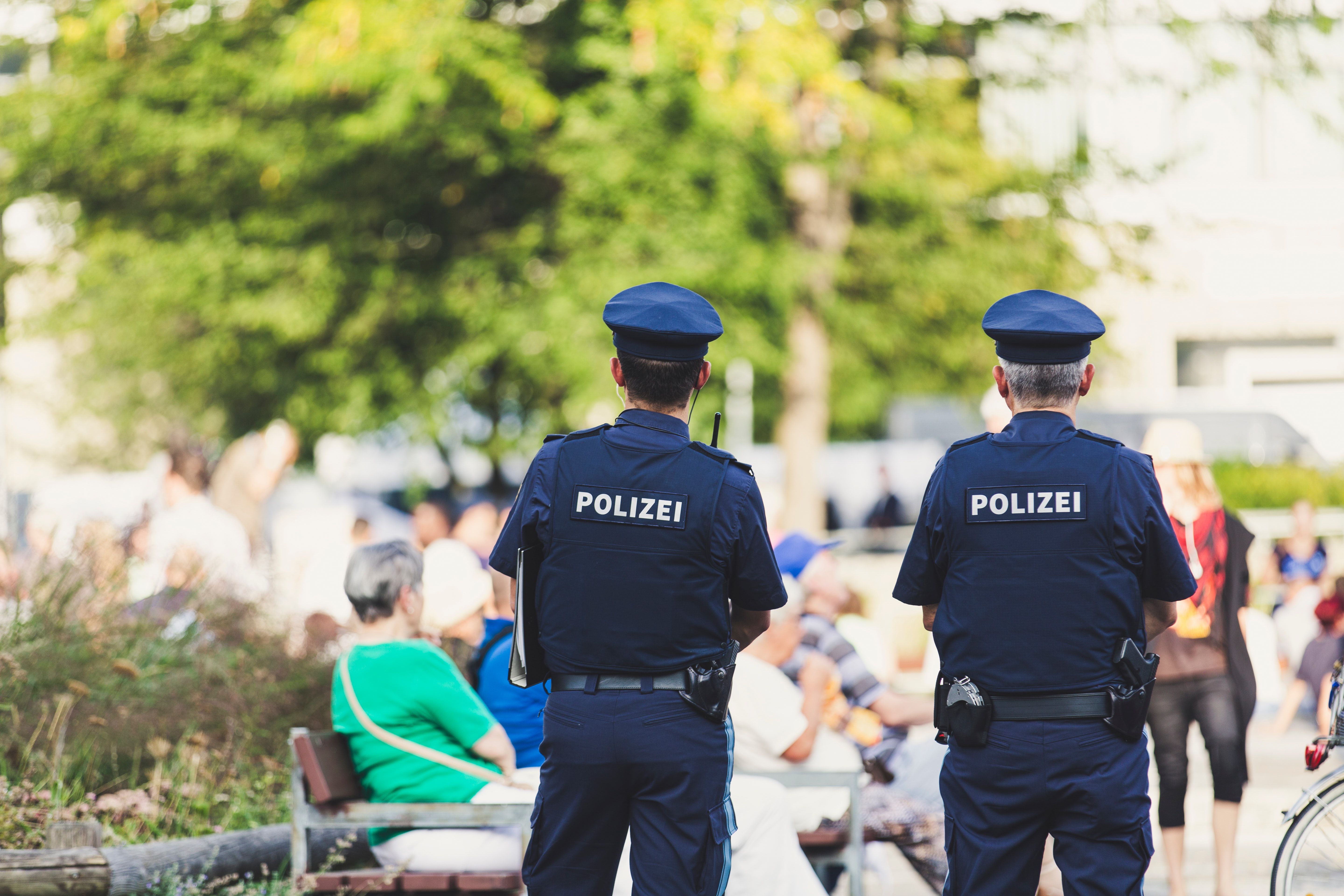 police patrolling in the german city of erlangen