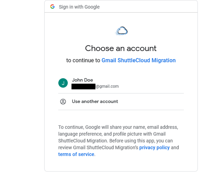Google account choose import