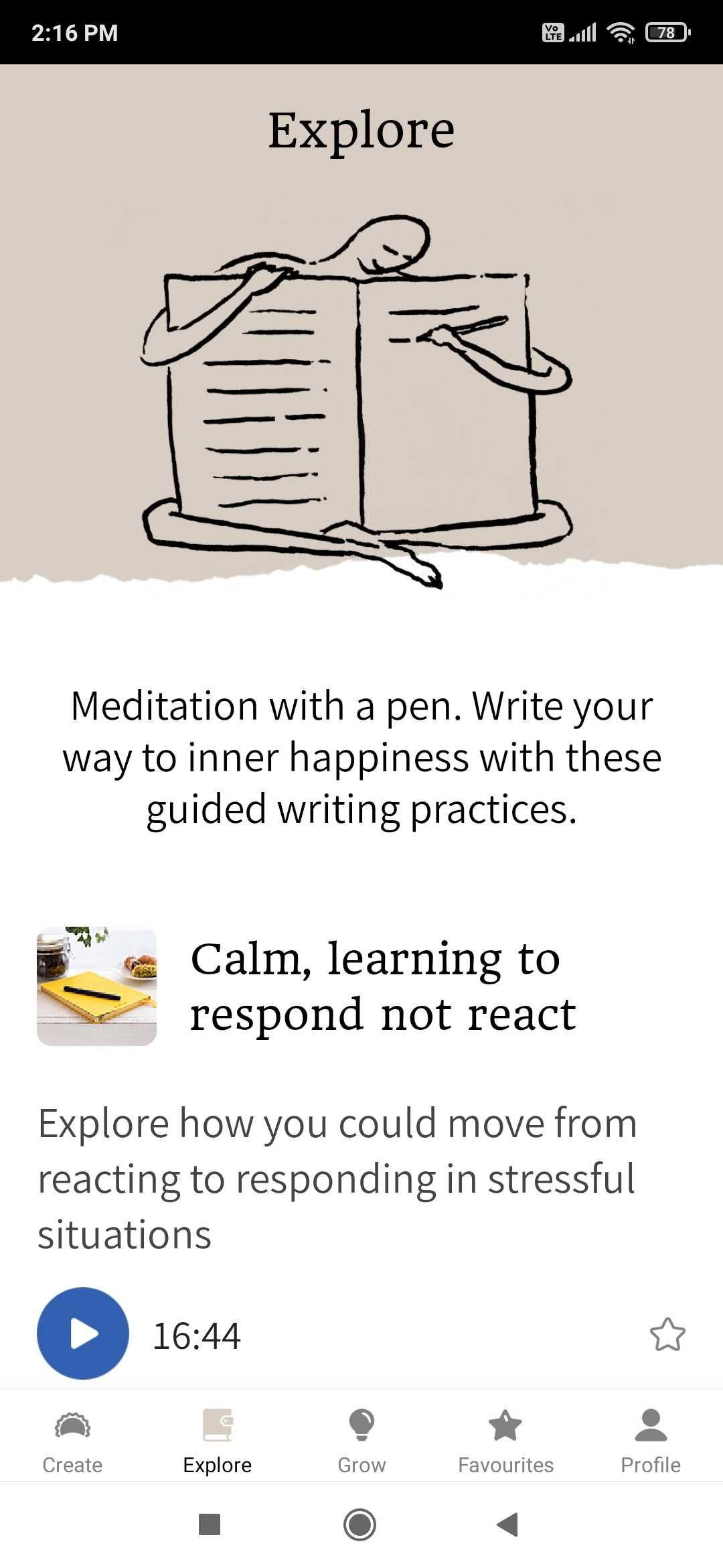 Unlike many other meditation apps, Happy Habit offers a written guided meditation
