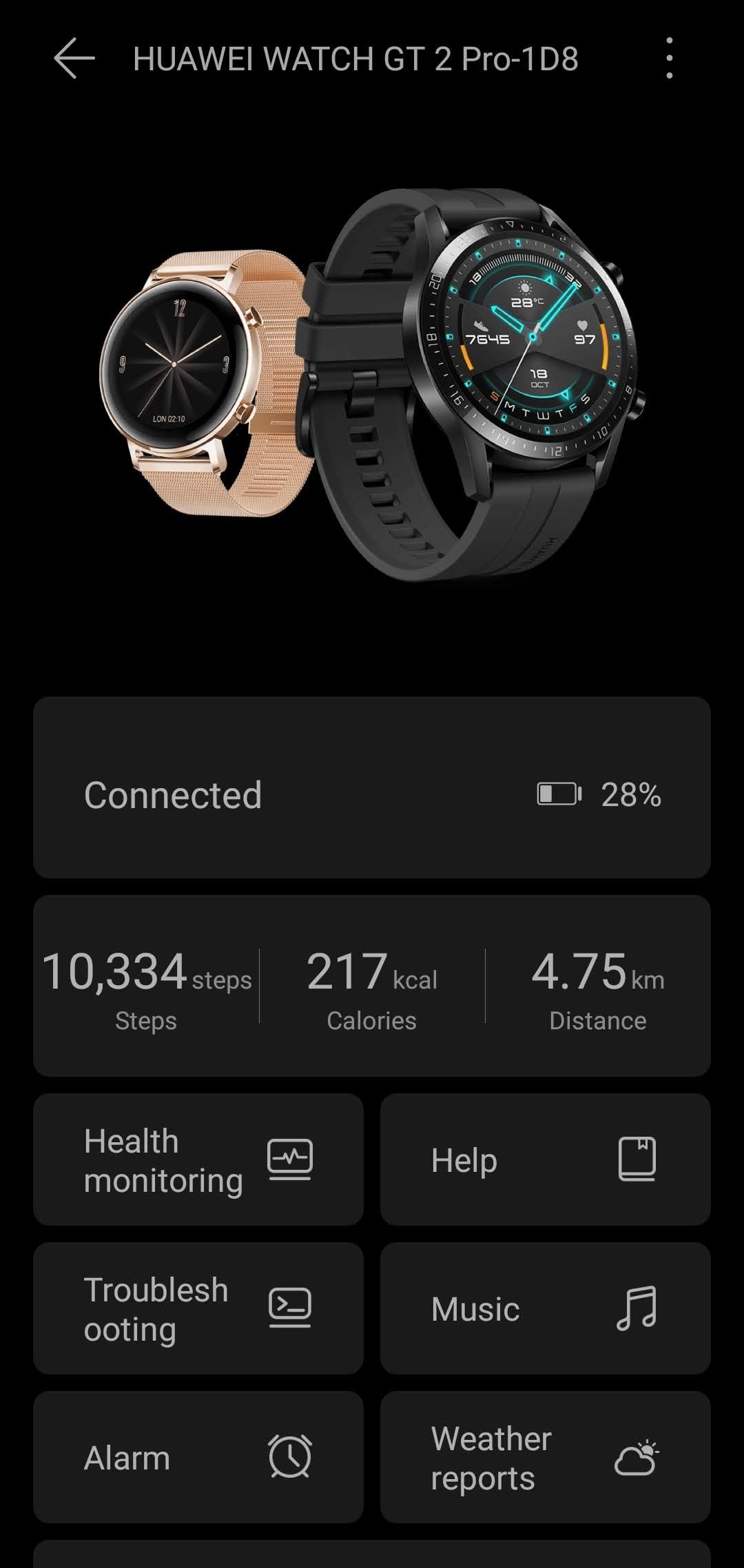 Huawei Health Watch screen