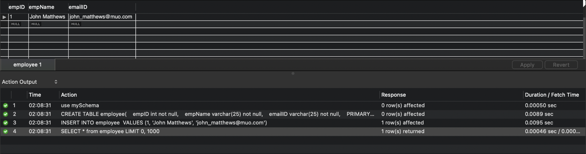 SQL Message