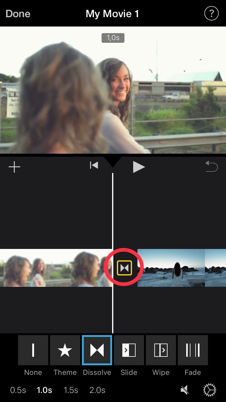 Transition Options in iMovie.