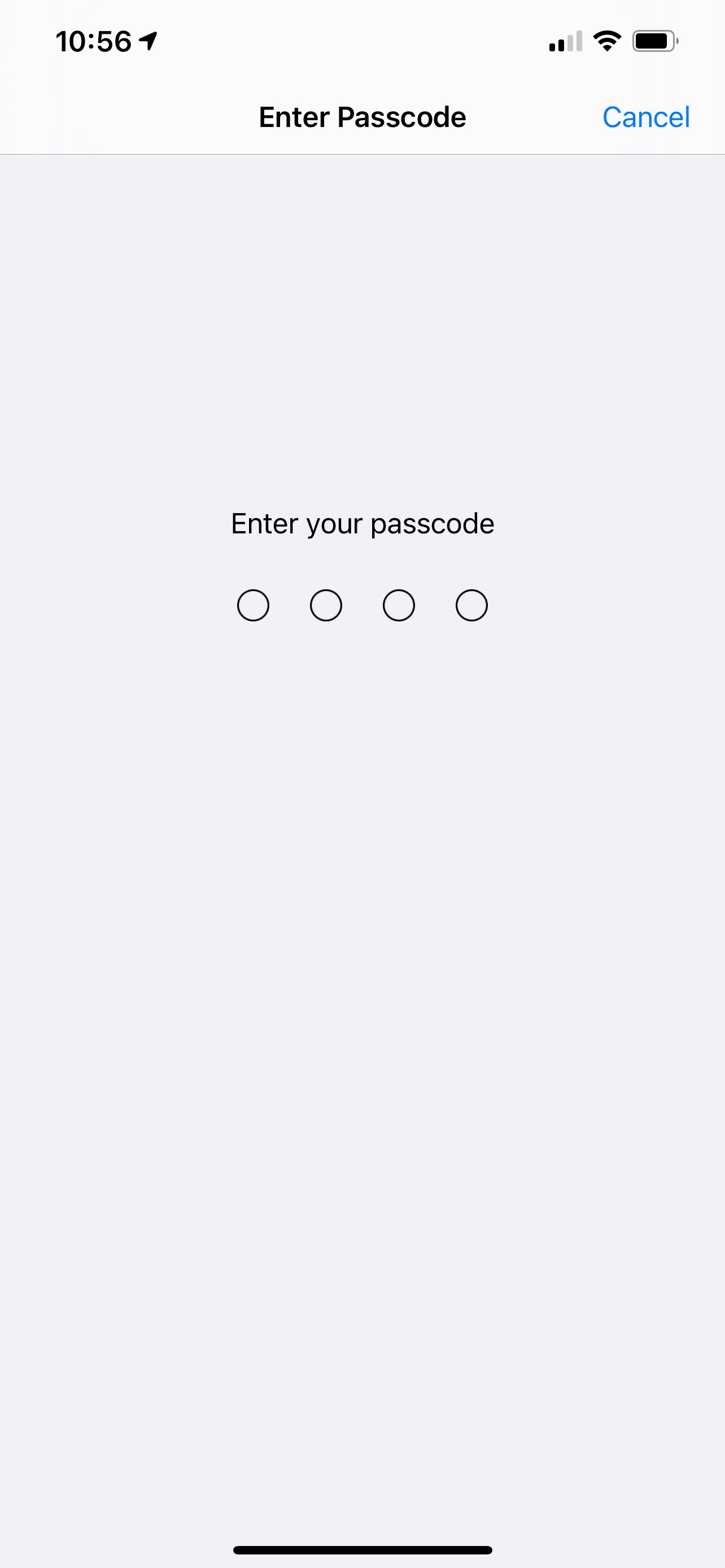iPhone enter passcode.