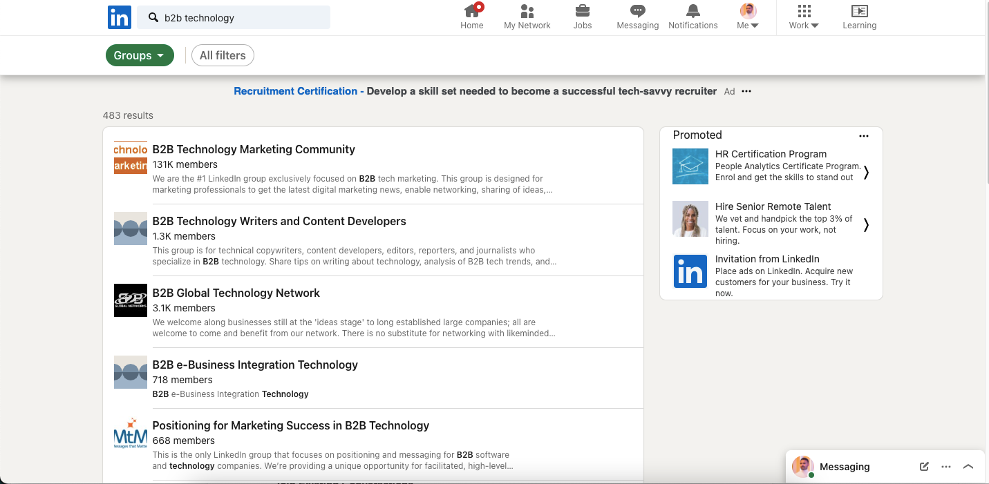search tab for linkedin groups