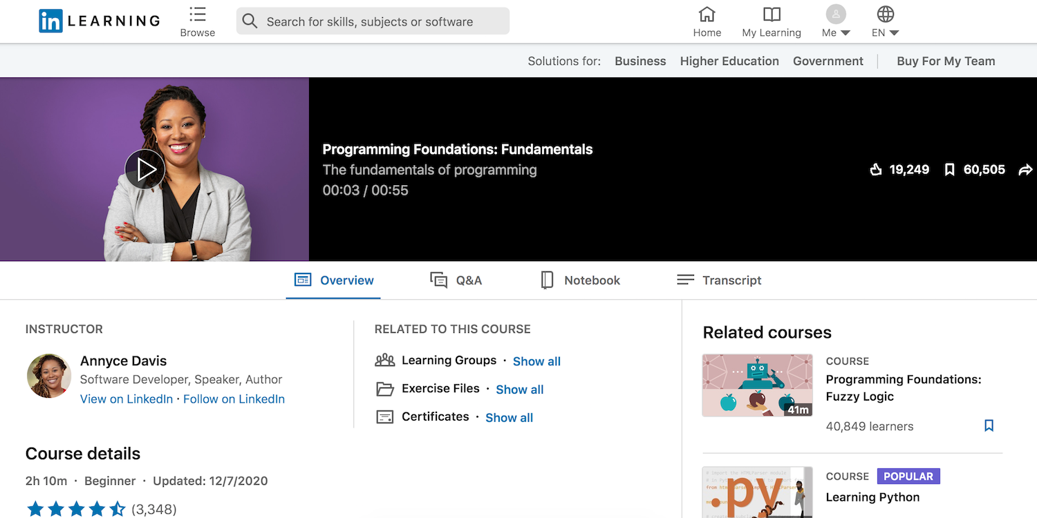 linkedin learning programming foundations fundamentals course