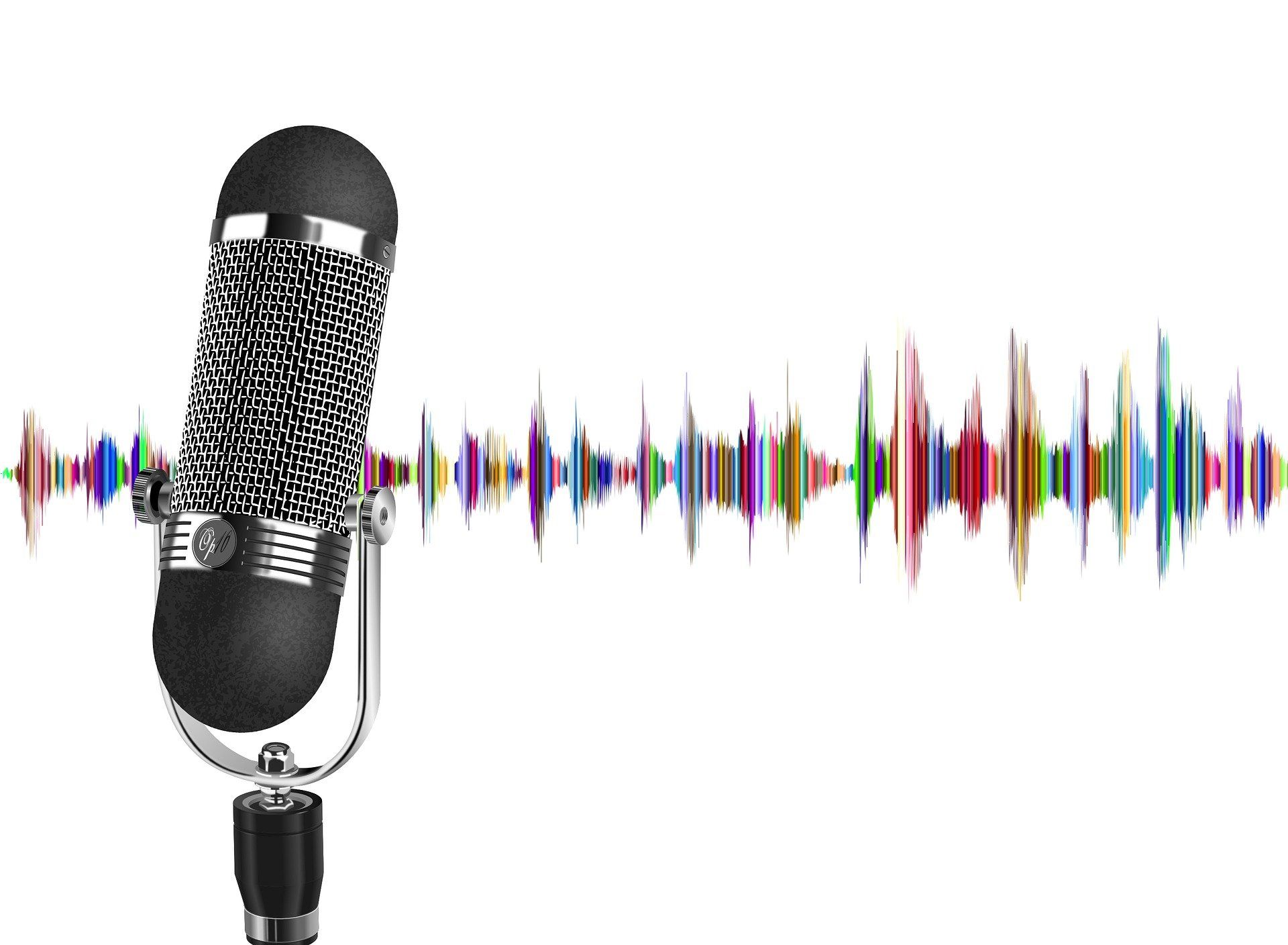 A microphone with an audio wave