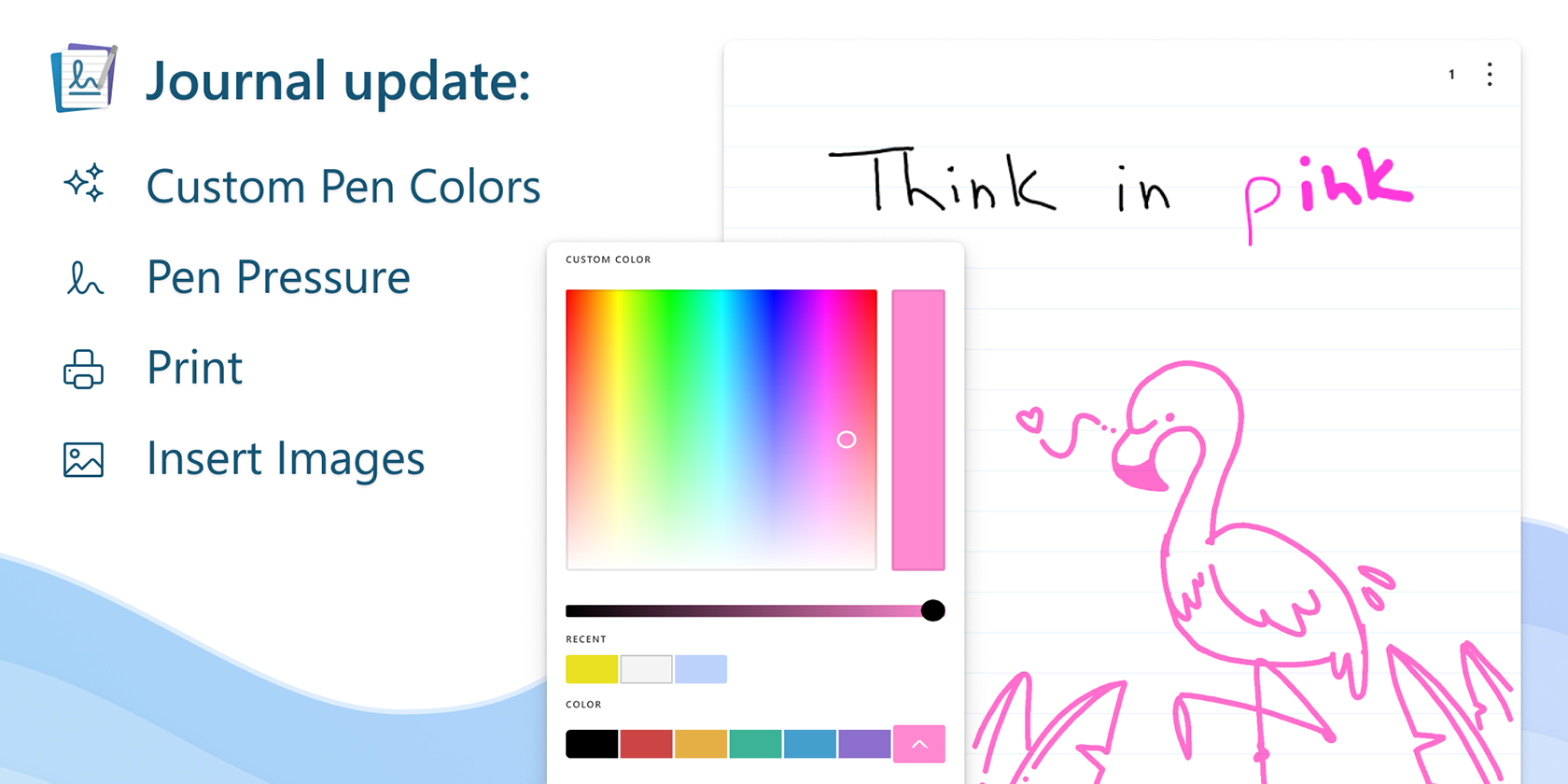 Microsoft Journal adds pen colors
