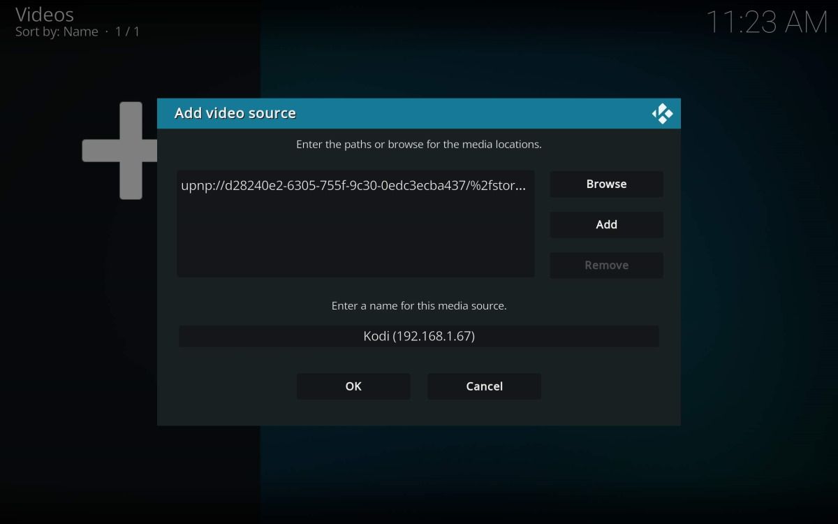 Add UPnP source in Kodi on Android