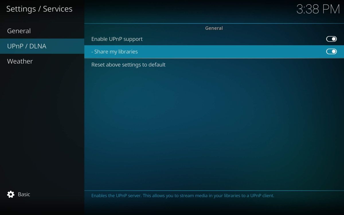 Enable UPnP in Kodi on Android