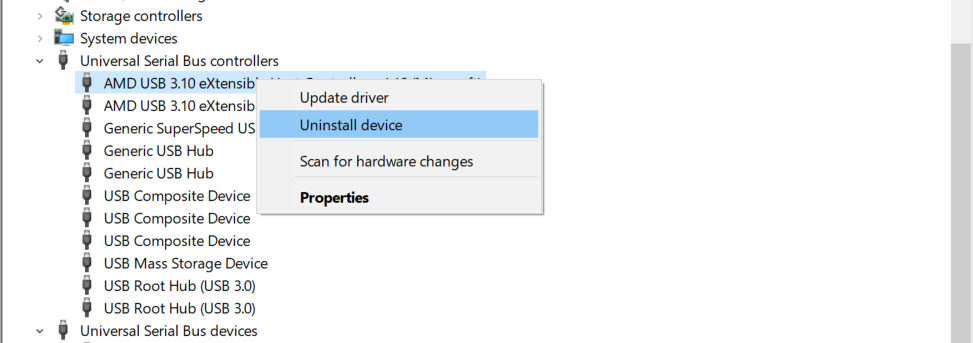 uninstall usb host controller windows 7