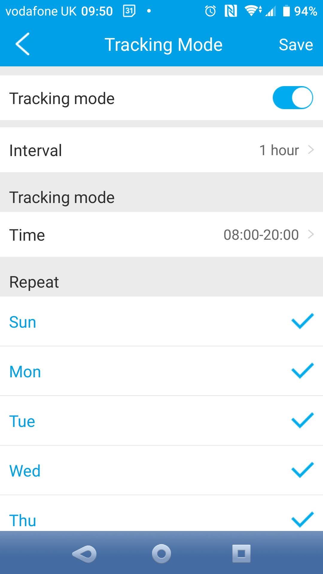 Set location tracking schedule on the myFirst Fone R1