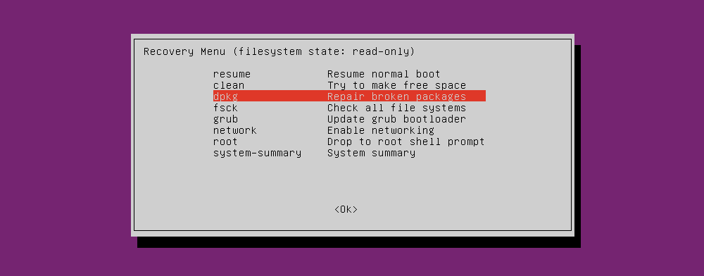 Ubuntu recovery mode