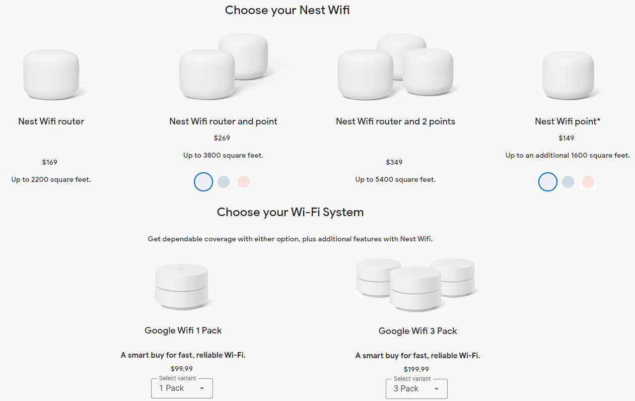 Nest WiFi and Google WiFi price