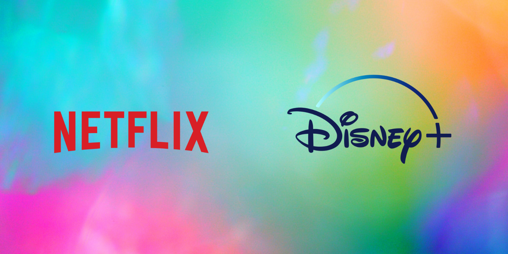 netflix and disney+ logos against a colorful background