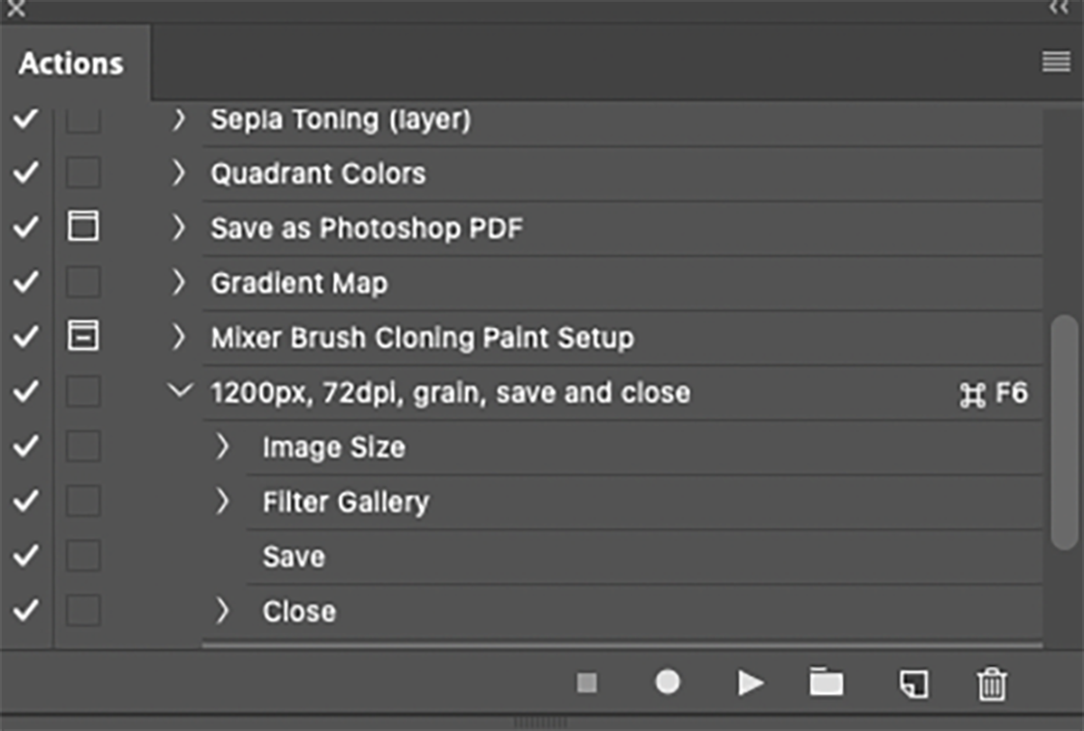 new action in photoshop actions window