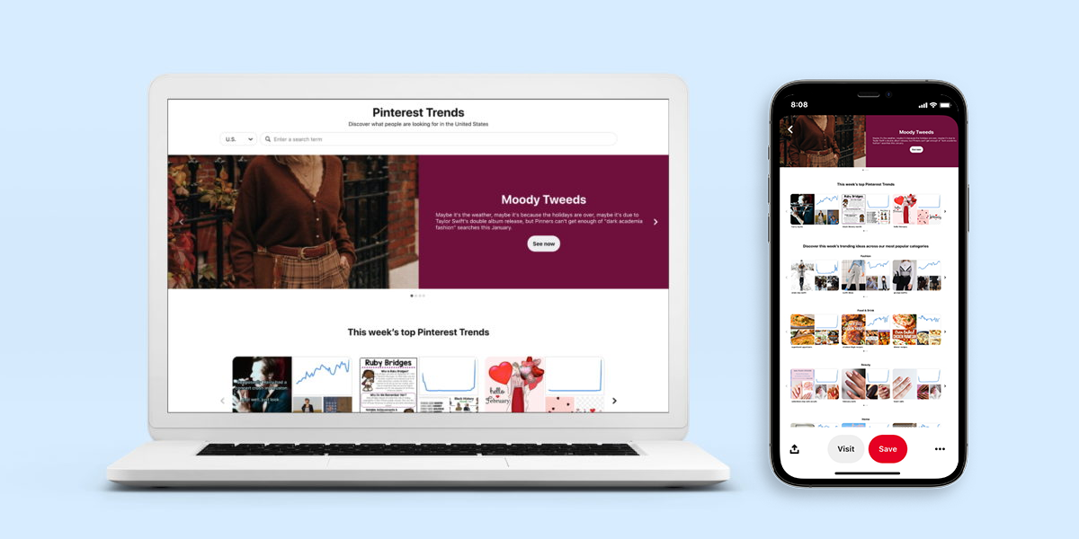 Preview of new Pinterest features on PC and mobile