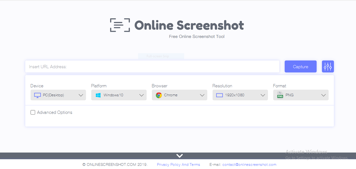 Online Screenshot homepage