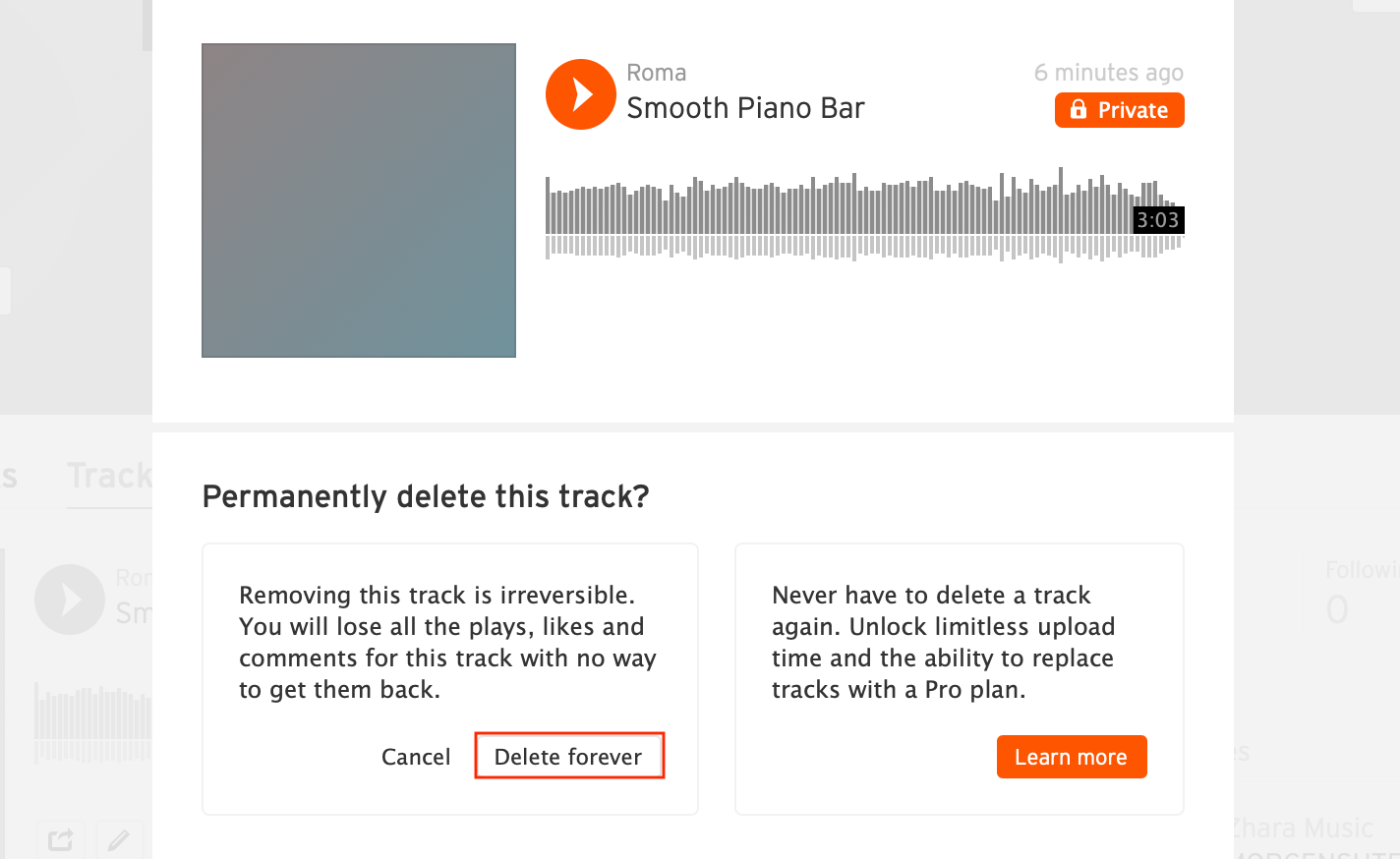 how to delete a soundcloud song