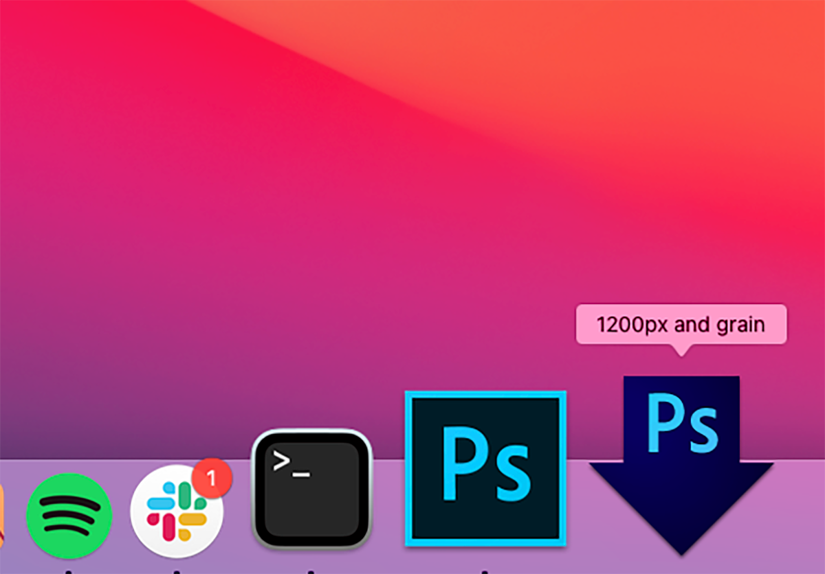 photoshop droplet in dock
