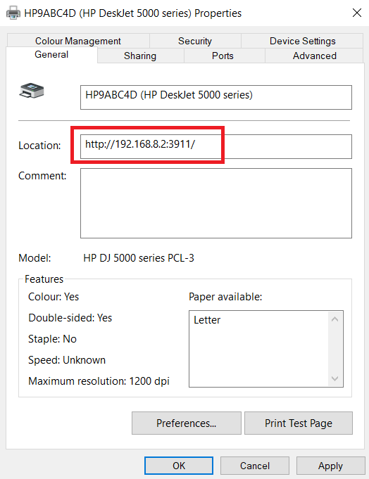 Find the IP address for an HP printer