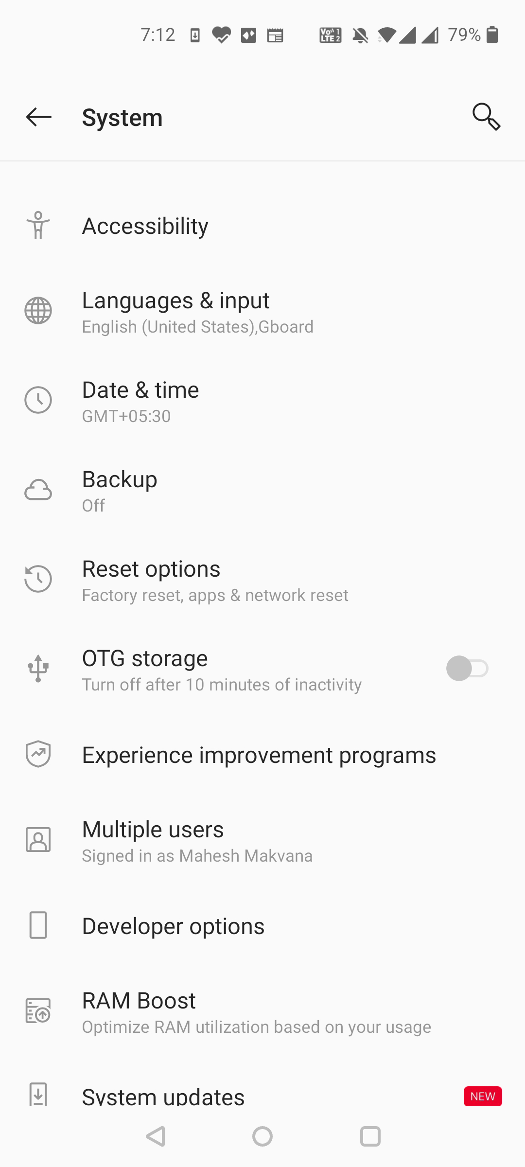Android reset options
