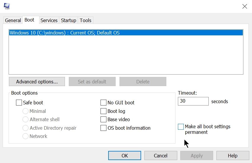 Safe boot using System Configuration