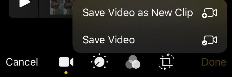 Save as New or Overwrite Video iPhone Photos App.