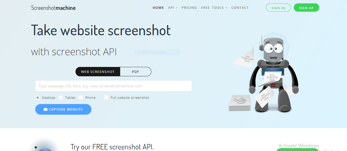 Screenshot Machine homepage