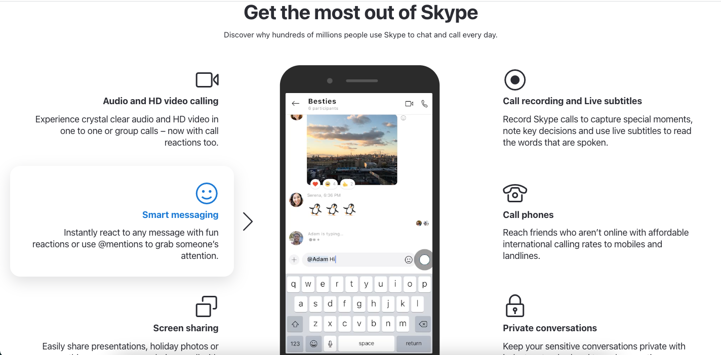 features available on skype