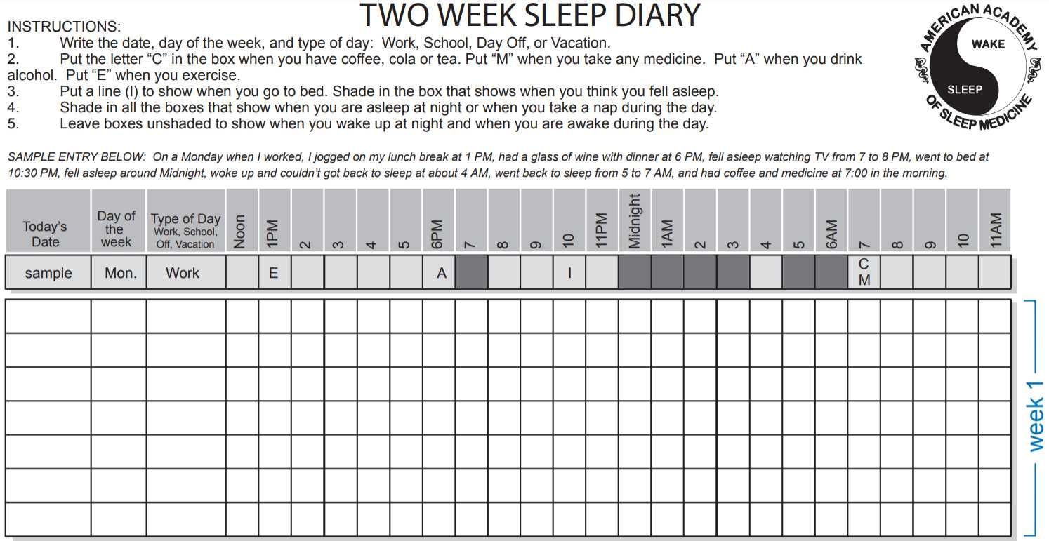 The AASM's free printable Sleep Diary lets you track your sleep patterns and figure out what factors are affecting your sleep