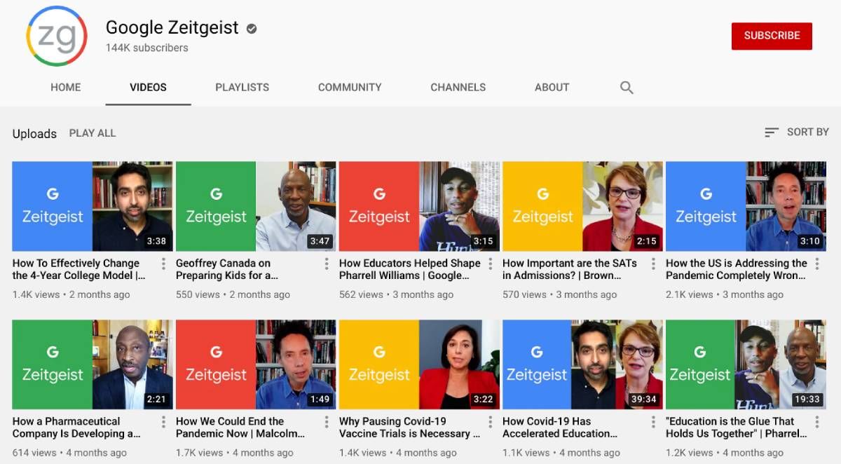 Google Zeitgeist offers both small clips and long chats with influential and successful people