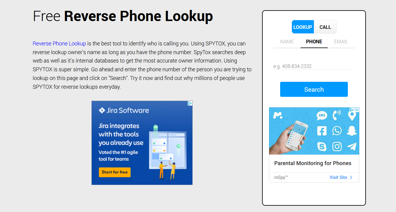 Spytox pesquisa reversa gratuita do telefone