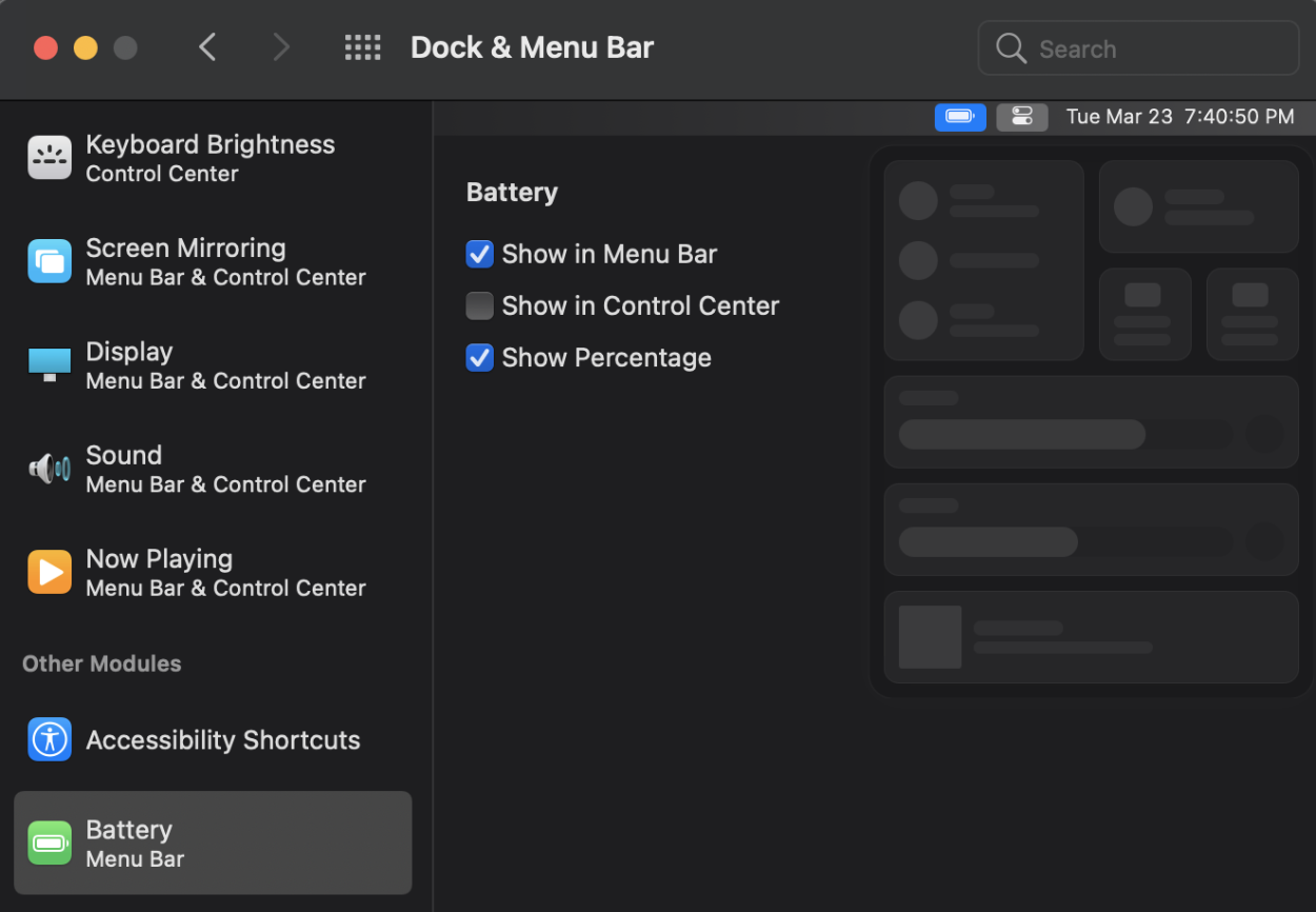 How to Display Battery Percentage in the Menu Bar in macOS