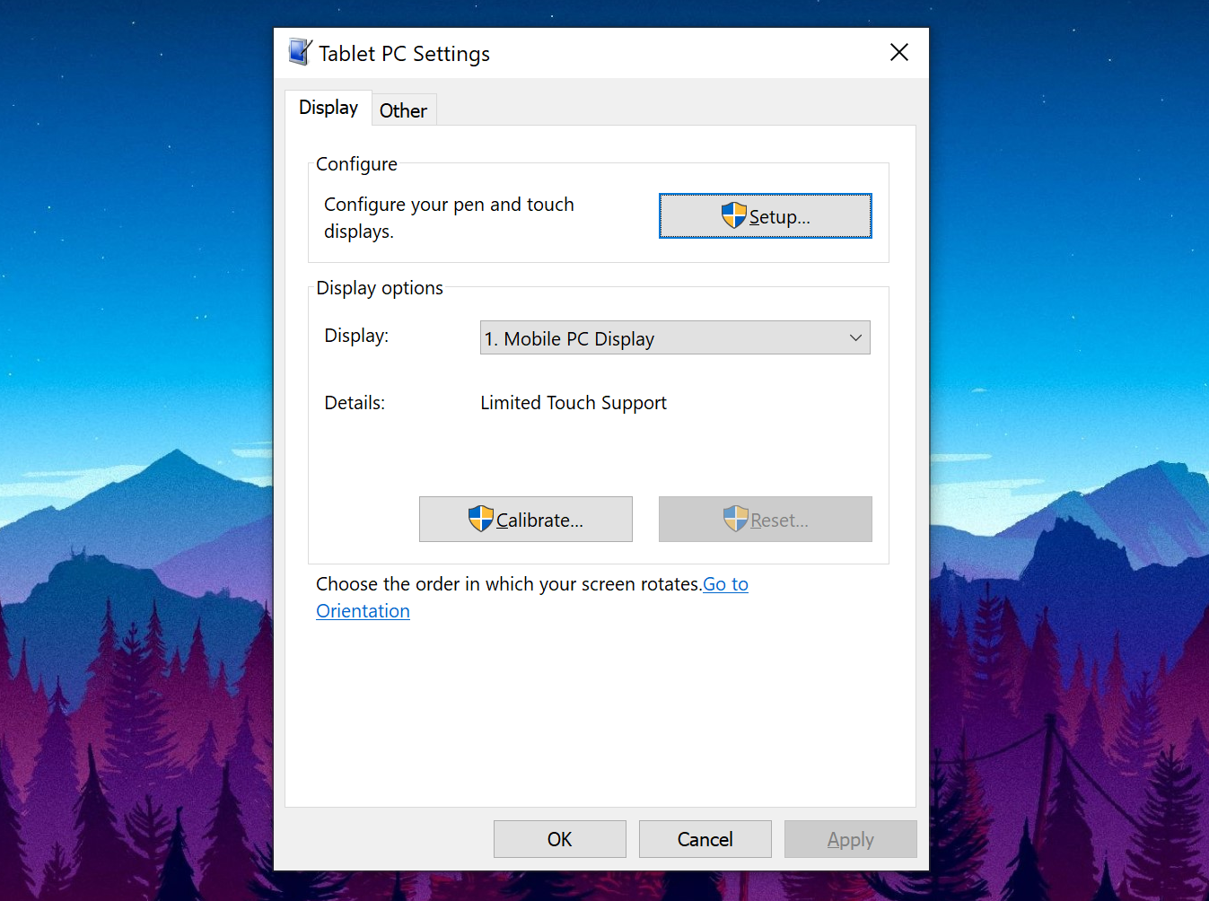 tablet pc settings