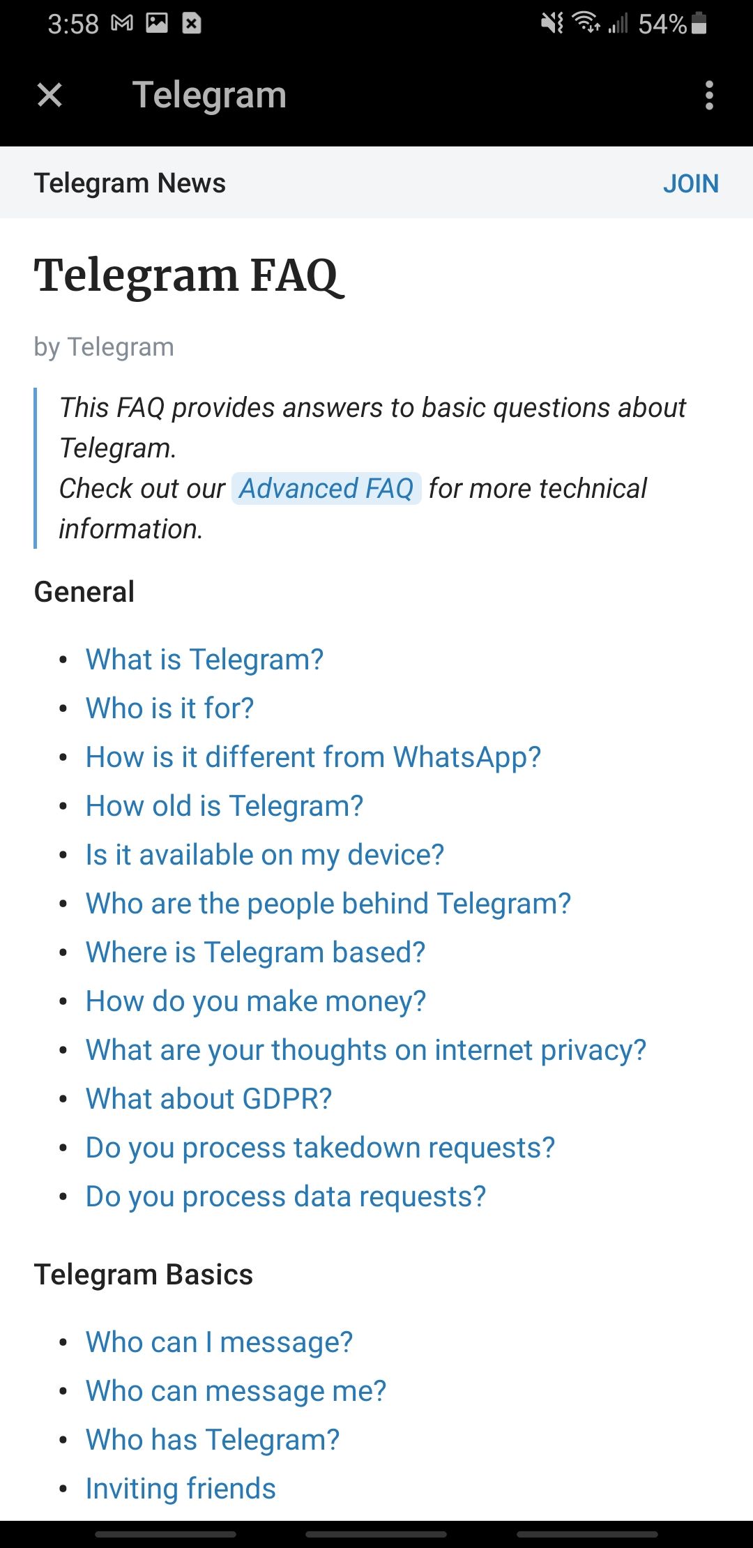 telegram app frequently asked questions page