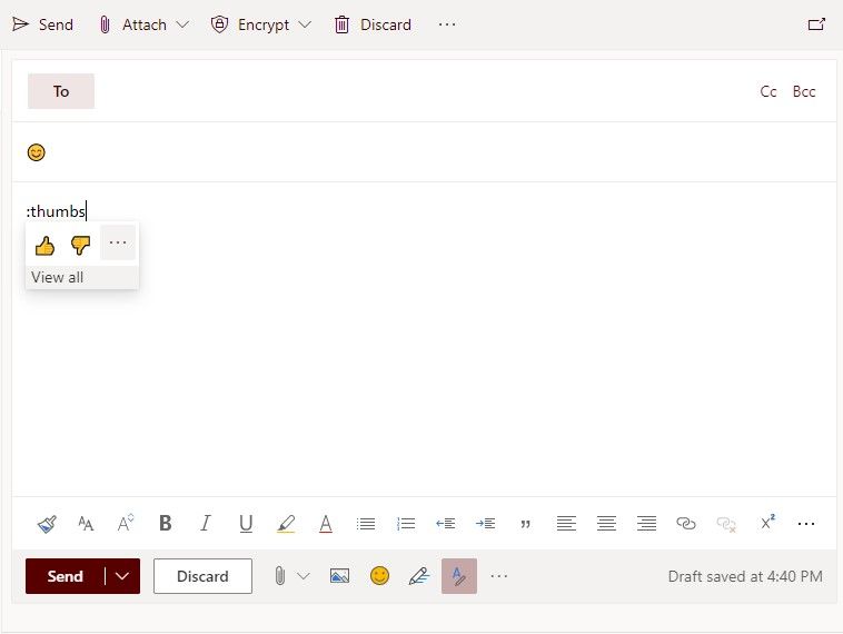 Typing emojis by name in Outlook