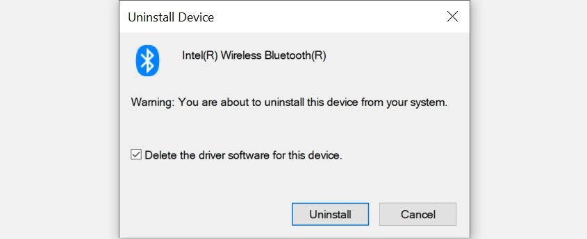 Uninstall Bluetooth Driver Prompt