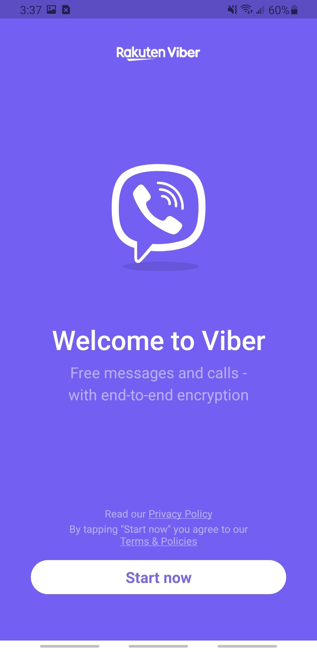 viber app welcome screen